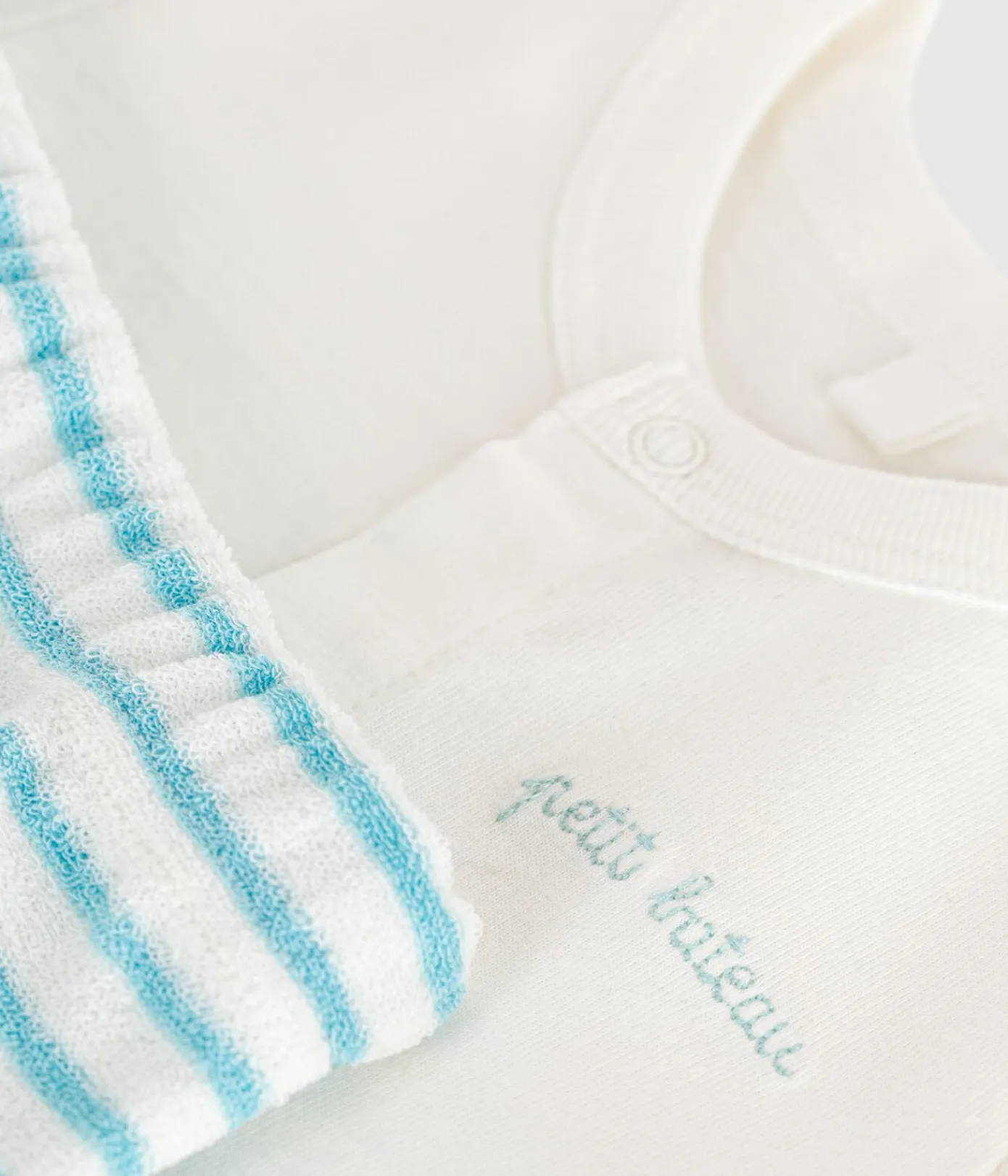 Petit Bateau Sets, Overalls & Latzhosen|Newborn*Newborn-Set Zweiteiler aus Baumwolle mit gestreiftem Unterteil blau MARSHMALLOW/ AQUATIC