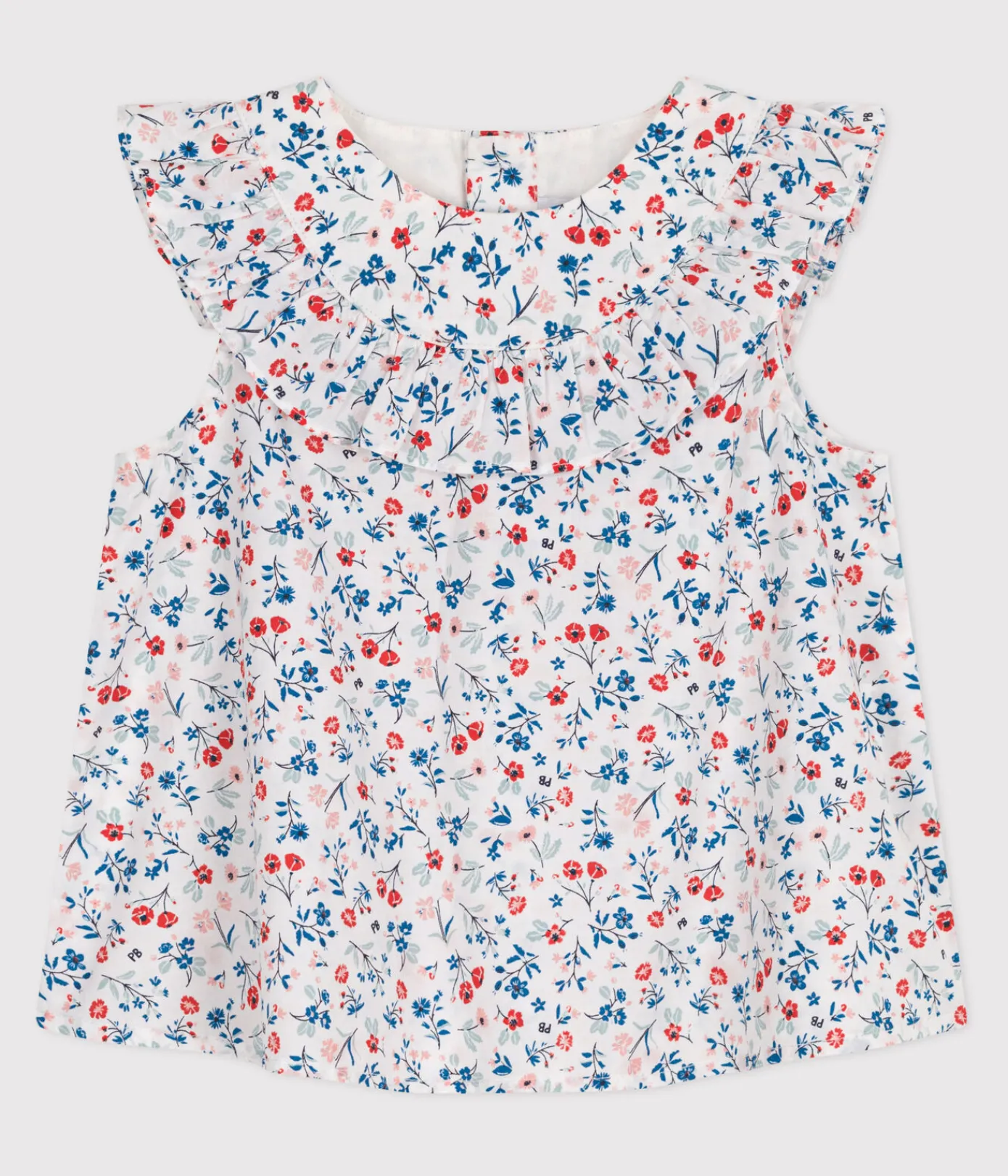 Petit Bateau T-Shirts, Oberteile*Ärmellose Baby-Bluse aus Baumwolle mit Blumenmuster weiss MARSHMALLOW/weiss MULTICO