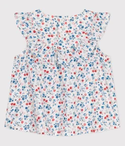 Petit Bateau T-Shirts, Oberteile*Ärmellose Baby-Bluse aus Baumwolle mit Blumenmuster weiss MARSHMALLOW/weiss MULTICO