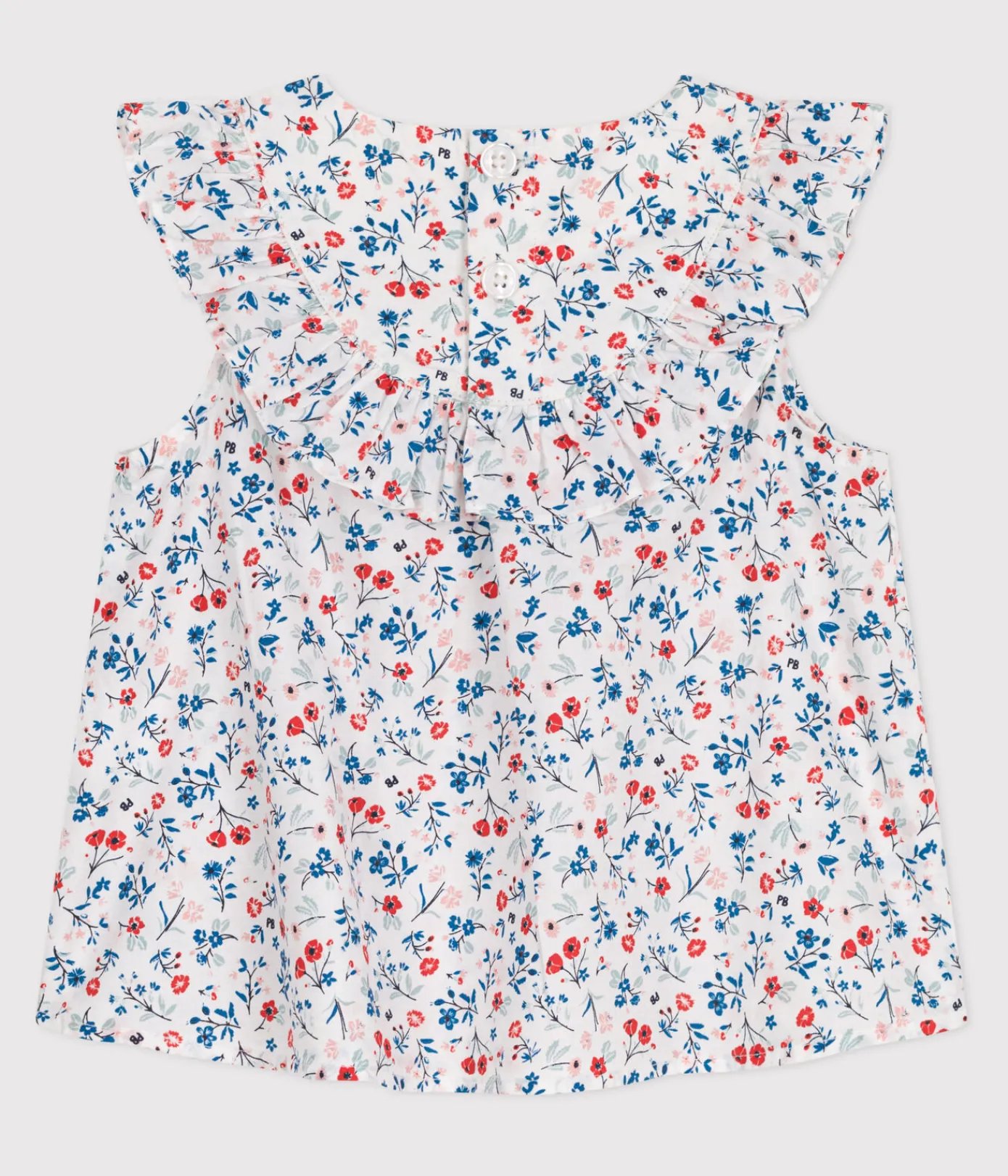 Petit Bateau T-Shirts, Oberteile*Ärmellose Baby-Bluse aus Baumwolle mit Blumenmuster weiss MARSHMALLOW/weiss MULTICO