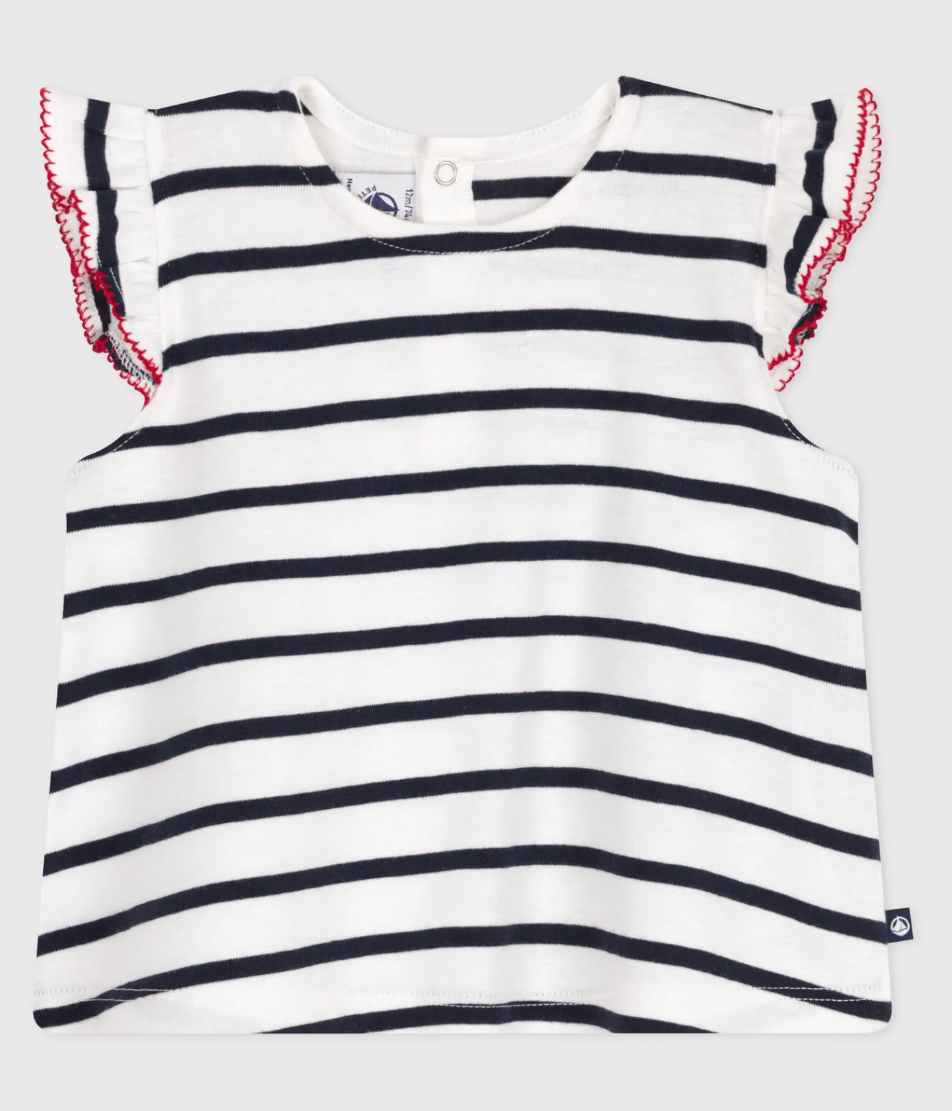Petit Bateau T-Shirts, Oberteile*Ärmellose Baby-Bluse aus Baumwolle mit Streifen weiss MARSHMALLOW/blau SMOKING