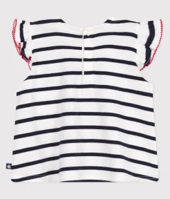 Petit Bateau T-Shirts, Oberteile*Ärmellose Baby-Bluse aus Baumwolle mit Streifen weiss MARSHMALLOW/blau SMOKING