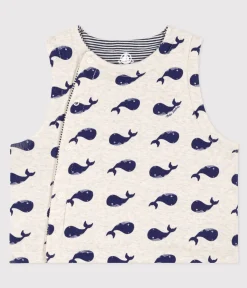 Petit Bateau Pullover, Cardigans*Ärmellose Baby-Wendejacke mit Walmotiv aus Baumwolle beige MONTELIMAR/blau MEDIEVAL