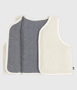 Petit Bateau Pullover, Cardigans*Ärmellose Babyweste aus Milleraies-Baumwolle und Sherpa MILK/ MULTICO