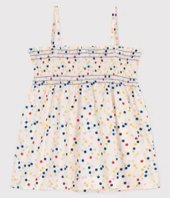Petit Bateau T-Shirts, Tops, Oberteile*Ärmellose Kinder-Bluse aus Baumwolle mit Punkten für Mädchen weiss MARSHMALLOW/weiss MULTICO