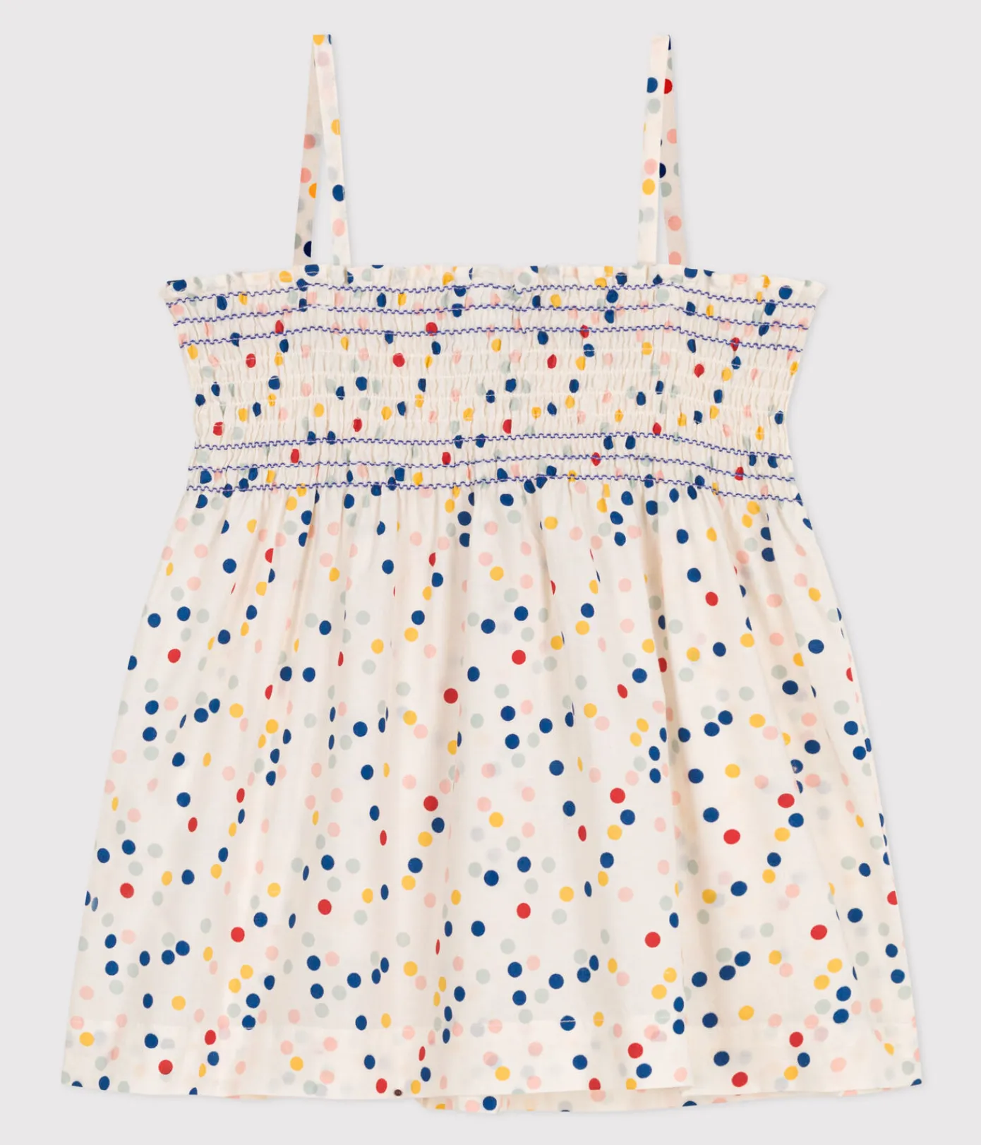 Petit Bateau T-Shirts, Tops, Oberteile*Ärmellose Kinder-Bluse aus Baumwolle mit Punkten für Mädchen weiss MARSHMALLOW/weiss MULTICO