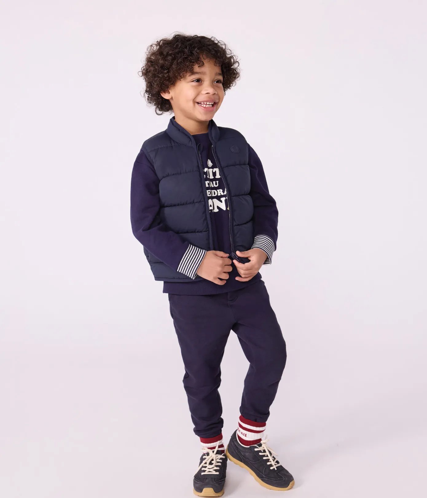 Petit Bateau Mäntel, Jacken, Regenjacken*Ärmellose Kinder-Winterjacke zum Wenden in zwei Farben blau SMOKING/gelb JAUNE