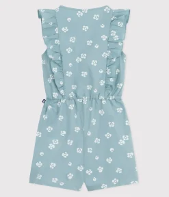 Petit Bateau Shorts, Hosen, Leggings*Ärmelloser Kinder-Overall mit Blumenmuster blau PAUL/weiss MARSHMALLOW
