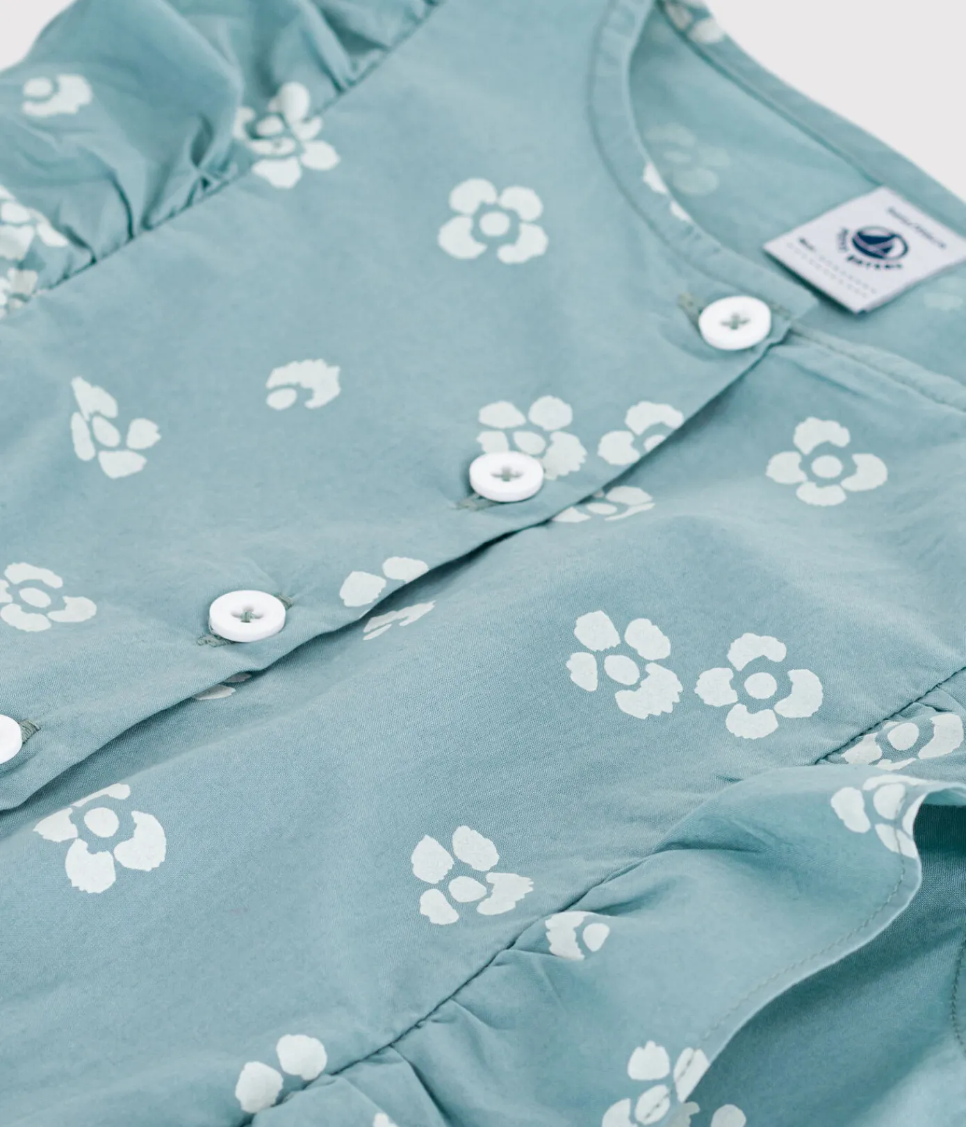 Petit Bateau Shorts, Hosen, Leggings*Ärmelloser Kinder-Overall mit Blumenmuster blau PAUL/weiss MARSHMALLOW
