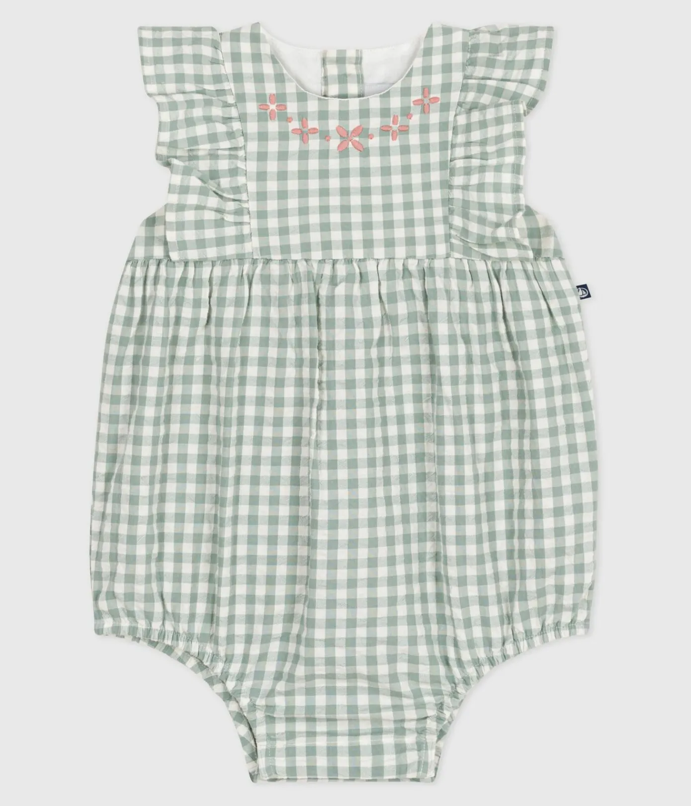 Petit Bateau Sets, Overalls & Latzhosen*Ärmelloser Strampler aus Baumwolle mit Vichy-Muster und besticktem Kragen blau PAUL/weiss MARSHMALLOW