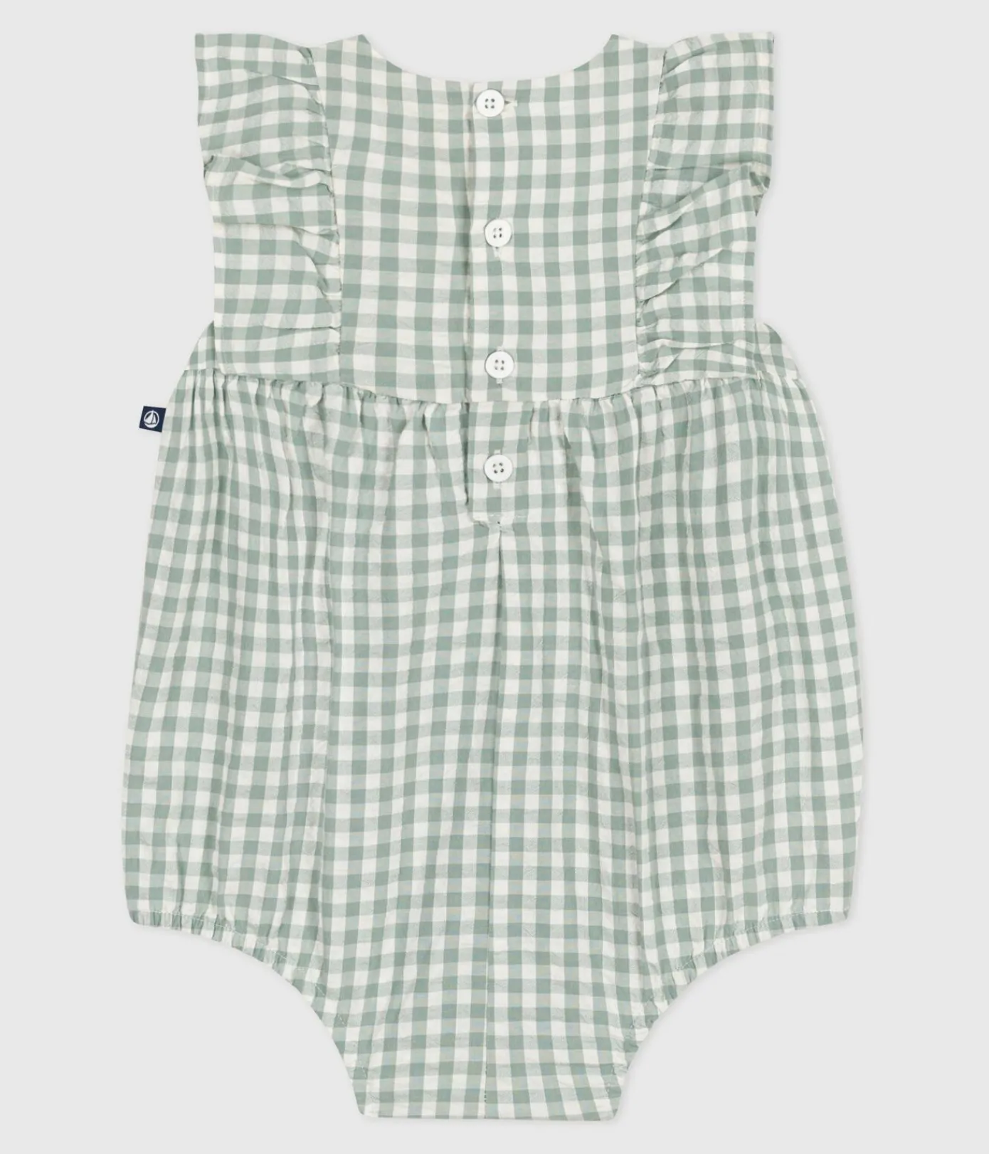 Petit Bateau Sets, Overalls & Latzhosen*Ärmelloser Strampler aus Baumwolle mit Vichy-Muster und besticktem Kragen blau PAUL/weiss MARSHMALLOW