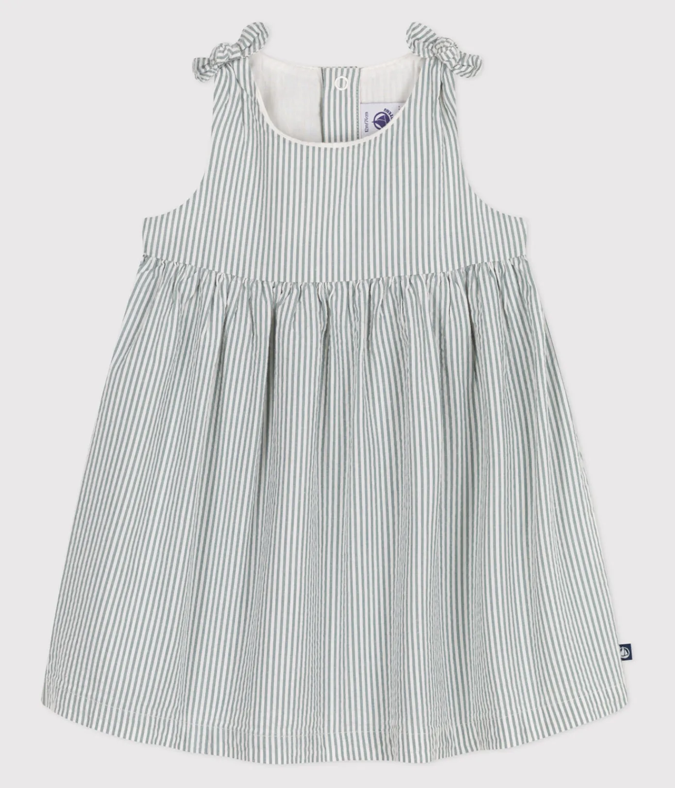 Petit Bateau Kleider*Ärmelloses Baby-Kleid aus Baumwolle mit Streifen weiss MARSHMALLOW/blau BRUT