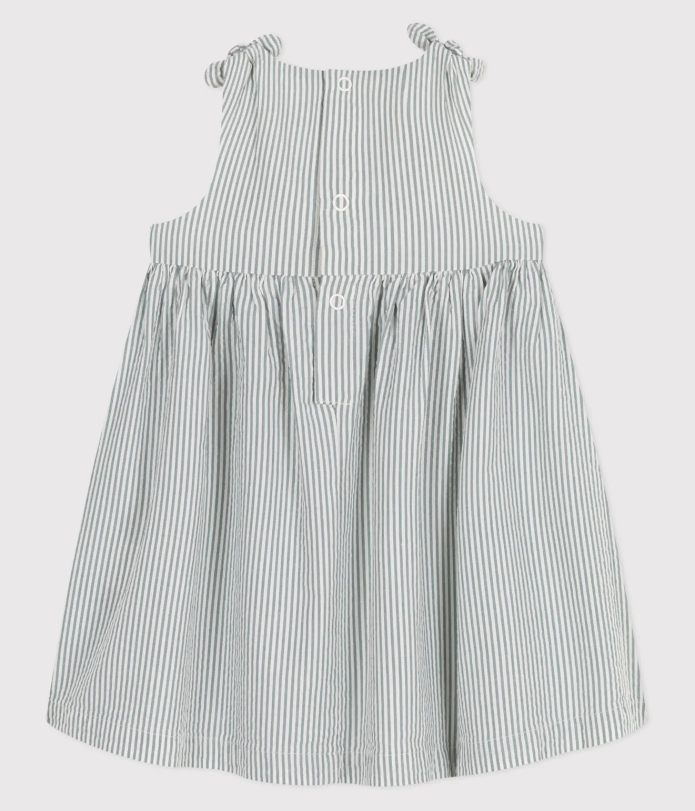 Petit Bateau Kleider*Ärmelloses Baby-Kleid aus Baumwolle mit Streifen weiss MARSHMALLOW/blau BRUT