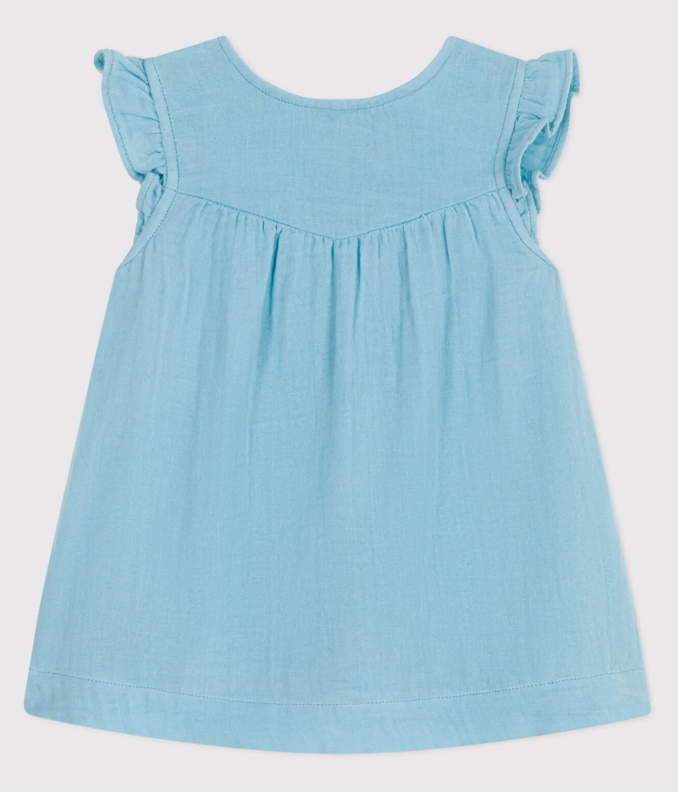Petit Bateau Kleider*Ärmelloses Baby-Kleid aus einfarbiger Baumwolle blau AQUATIC