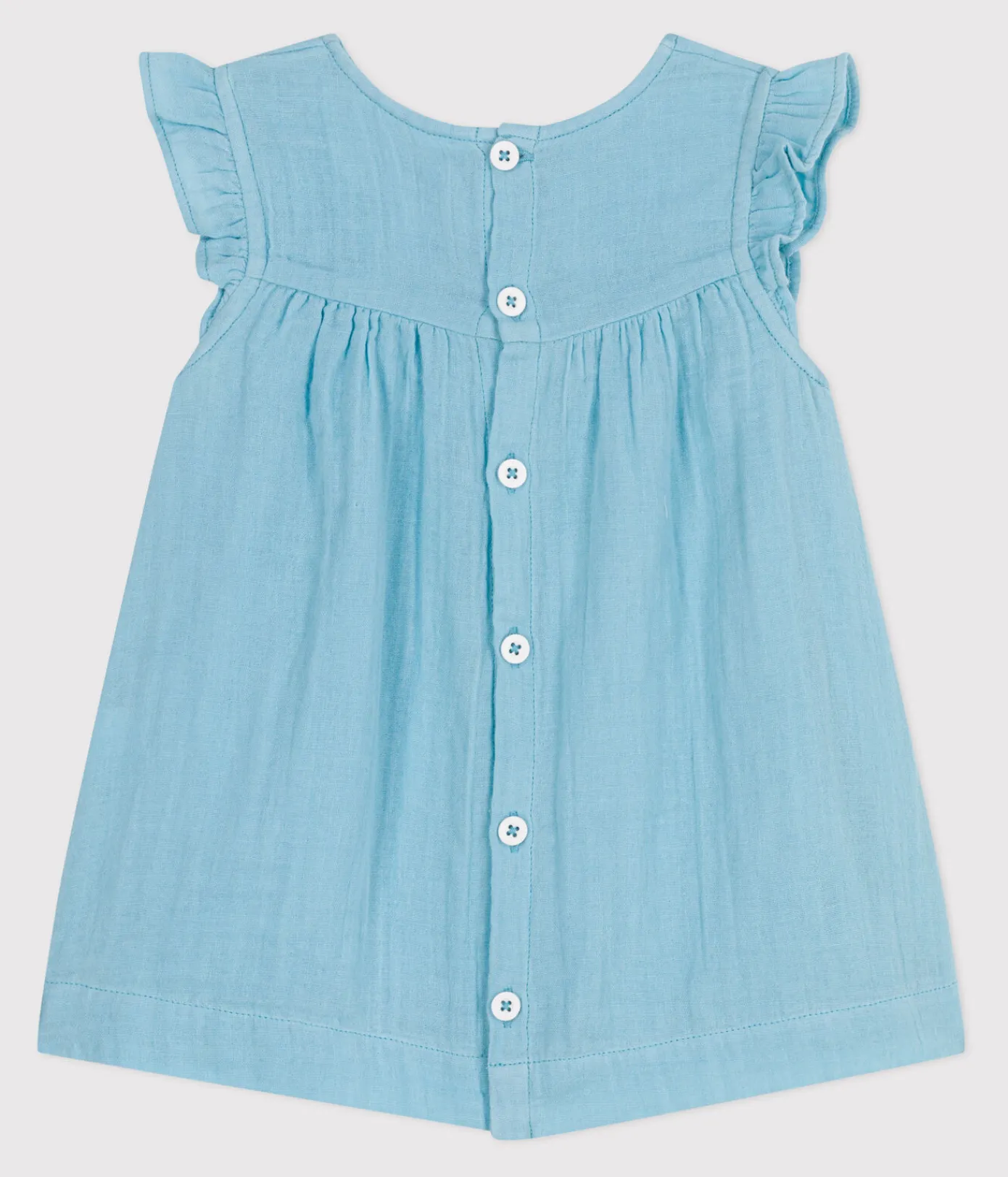 Petit Bateau Kleider*Ärmelloses Baby-Kleid aus einfarbiger Baumwolle blau AQUATIC