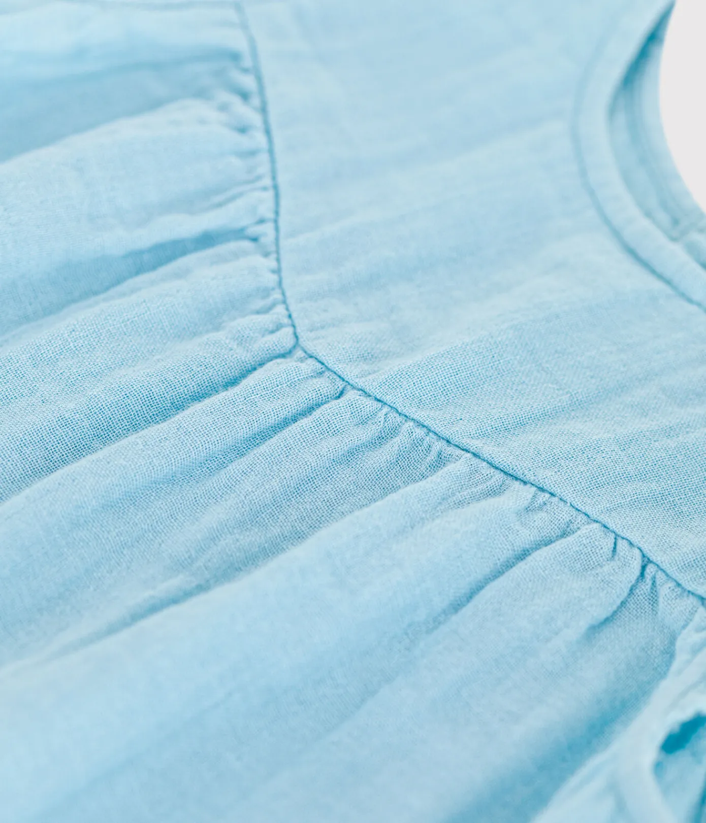 Petit Bateau Kleider*Ärmelloses Baby-Kleid aus einfarbiger Baumwolle blau AQUATIC