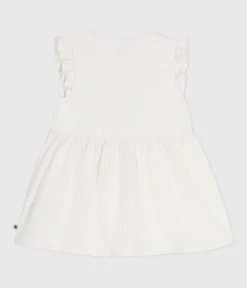 Petit Bateau Kleider, Röcke|Kleider*Ärmelloses Baby-Kleid aus gemusterter Baumwolle weiss MARSHMALLOW