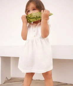 Petit Bateau Kleider, Röcke|Kleider*Ärmelloses Baby-Kleid aus gemusterter Baumwolle weiss MARSHMALLOW
