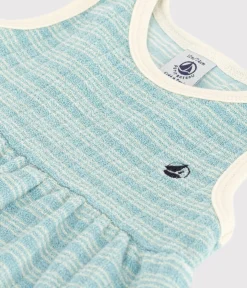 Petit Bateau Kleider*Ärmelloses Baby-Kleid aus gestreiftem Frottee MIMI/ AVALANCHE