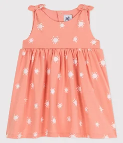 Petit Bateau Kleider*Ärmelloses Baby-Kleid aus Jersey mit Sonnenmuster orange ABRICOT/ MARSHMALLOW