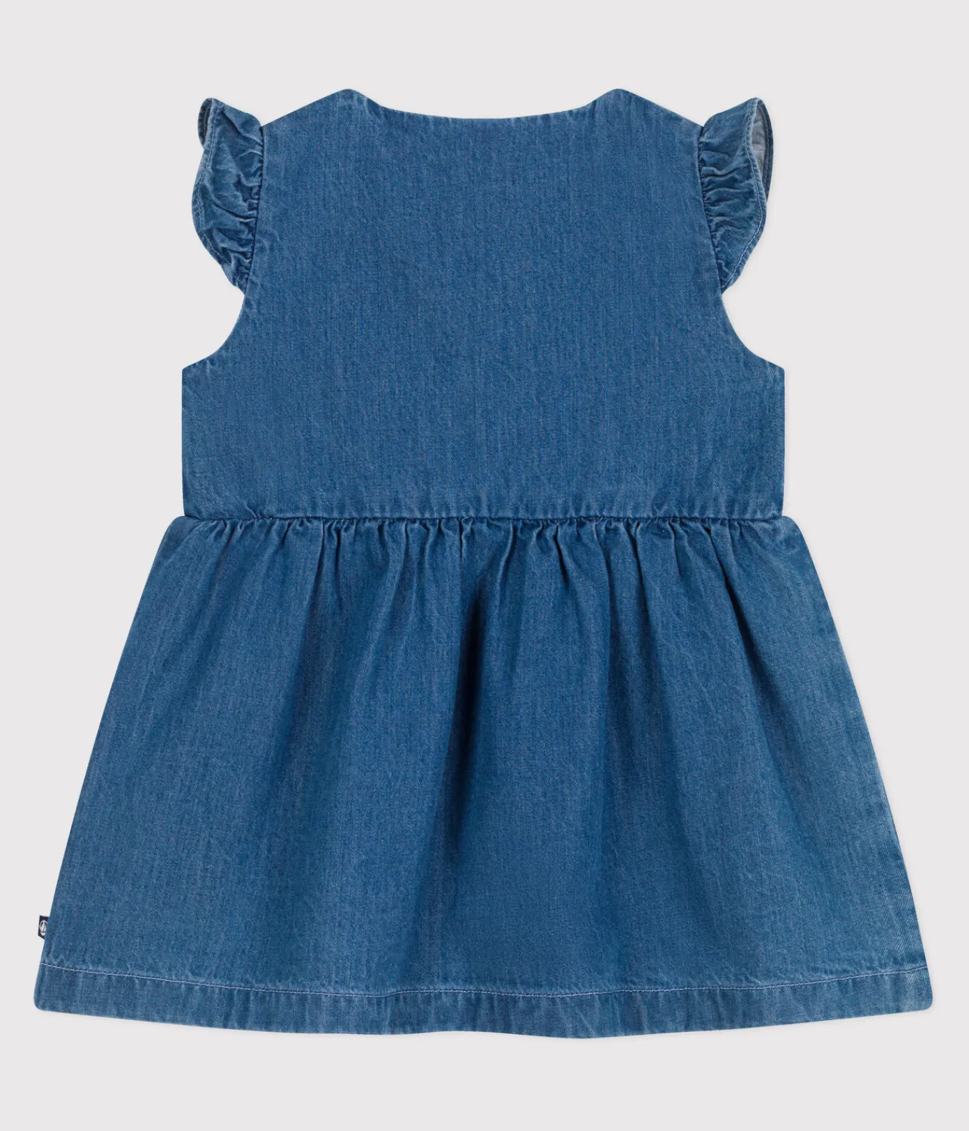 Petit Bateau Kleider*Ärmelloses Baby-Kleid aus leichtem Jeansstoff blau DENIM CLAIR