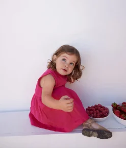 Petit Bateau Kleider*Ärmelloses Babykleid aus Leinen rosa DELHI