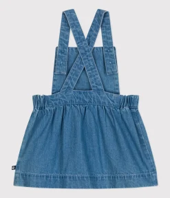 Petit Bateau Kleider*Ärmelloses Babykleid aus leichtem Denim blau DENIM CLAIR