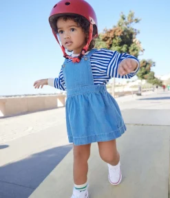 Petit Bateau Kleider*Ärmelloses Babykleid aus leichtem Denim blau DENIM CLAIR