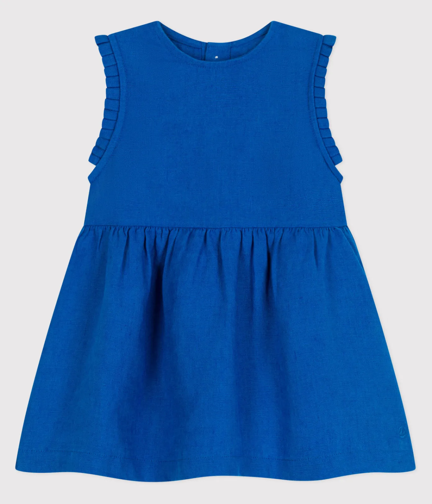 Petit Bateau Kleider*Ärmelloses Baby-Kleid aus Leinen blau PORCELANA