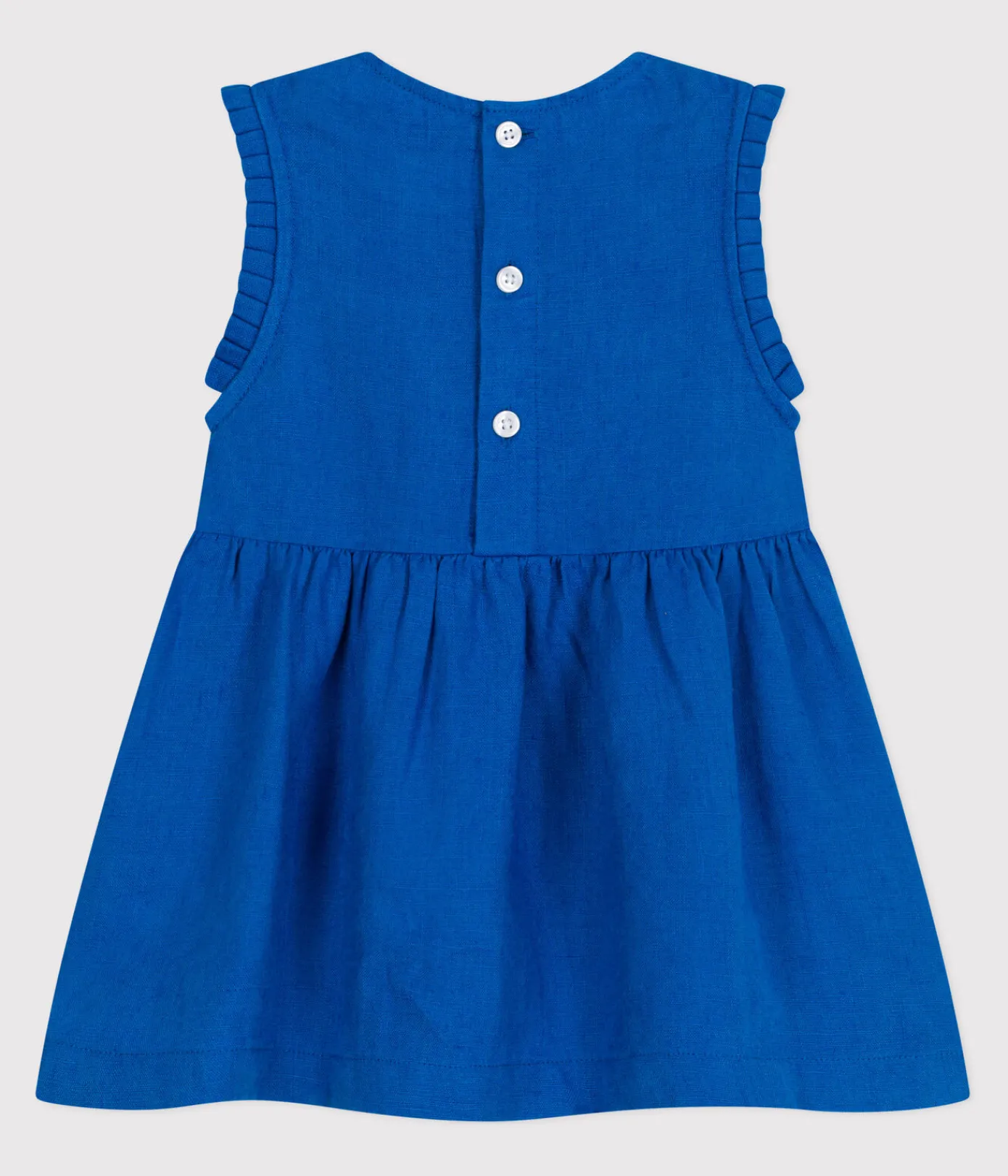 Petit Bateau Kleider*Ärmelloses Baby-Kleid aus Leinen blau PORCELANA