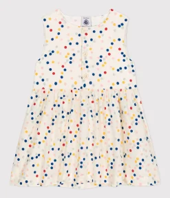 Petit Bateau Kleider*Ärmelloses Baby-Kleid aus Popeline weiss MARSHMALLOW/weiss MULTICO