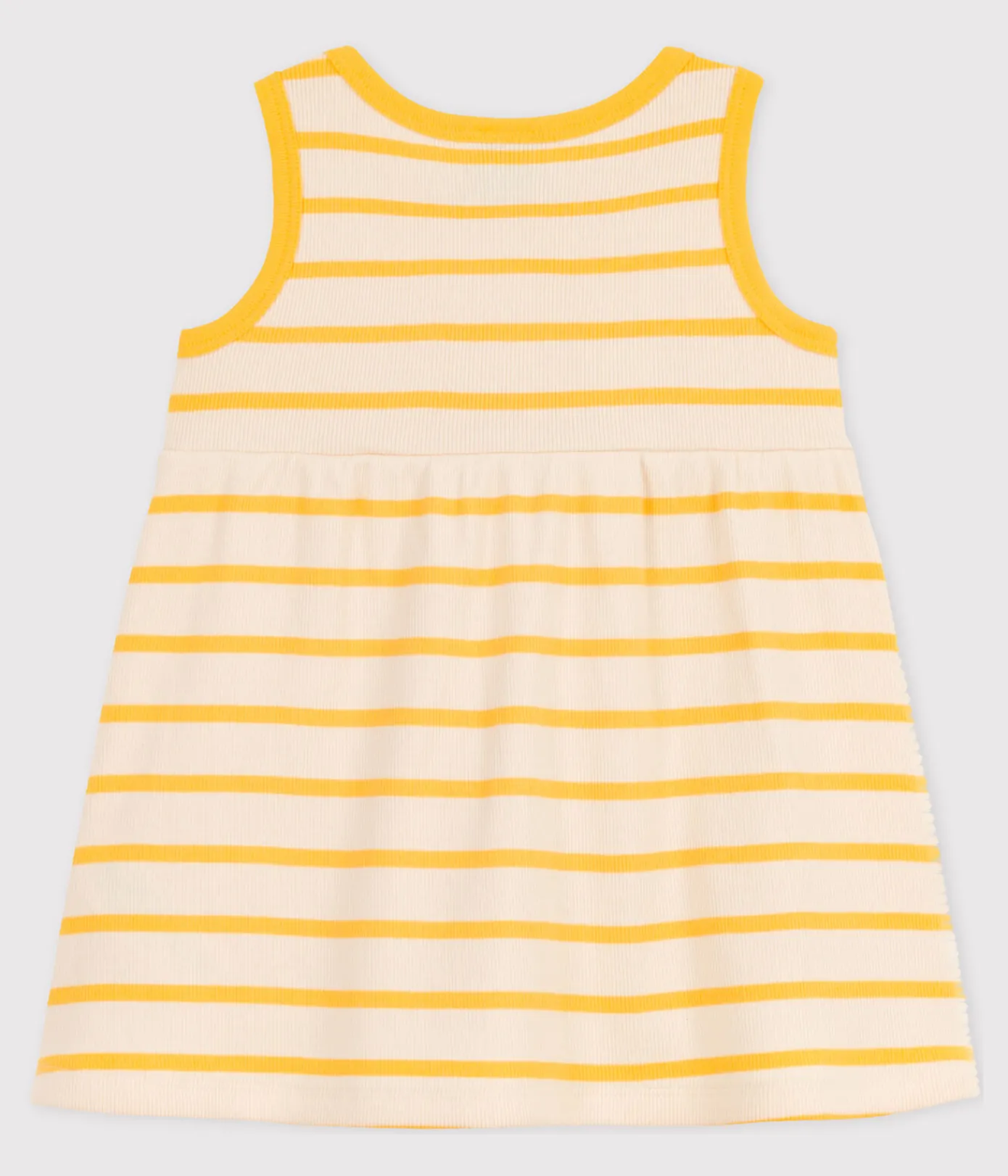 Petit Bateau Kleider*Ärmelloses gestreiftes Baby-Kleid aus Rippstrick gelb AVALANCHE/weiss DAISY