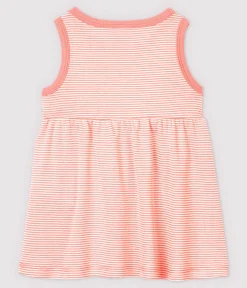 Petit Bateau Kleider*Ärmelloses gestreiftes Baby-Kleid für Mädchen rosa GRETEL/weiss MARSHMALLOW