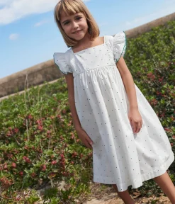 Petit Bateau Kleider, Röcke*Ärmelloses Kinder-Kleid aus Baumwolle mit Pünktchenmuster weiss MARSHMALLOW/weiss MULTICO