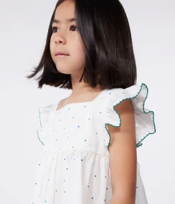 Petit Bateau Kleider, Röcke*Ärmelloses Kinder-Kleid aus Baumwolle mit Pünktchenmuster weiss MARSHMALLOW/weiss MULTICO