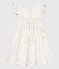 Petit Bateau Kleider, Röcke*Ärmelloses Kinder-Kleid aus Baumwolle mit Pünktchenmuster weiss MARSHMALLOW/weiss MULTICO