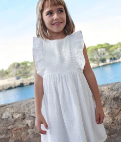 Petit Bateau Kleider, Röcke*Ärmelloses Kinder-Kleid aus Baumwolle weiss MARSHMALLOW
