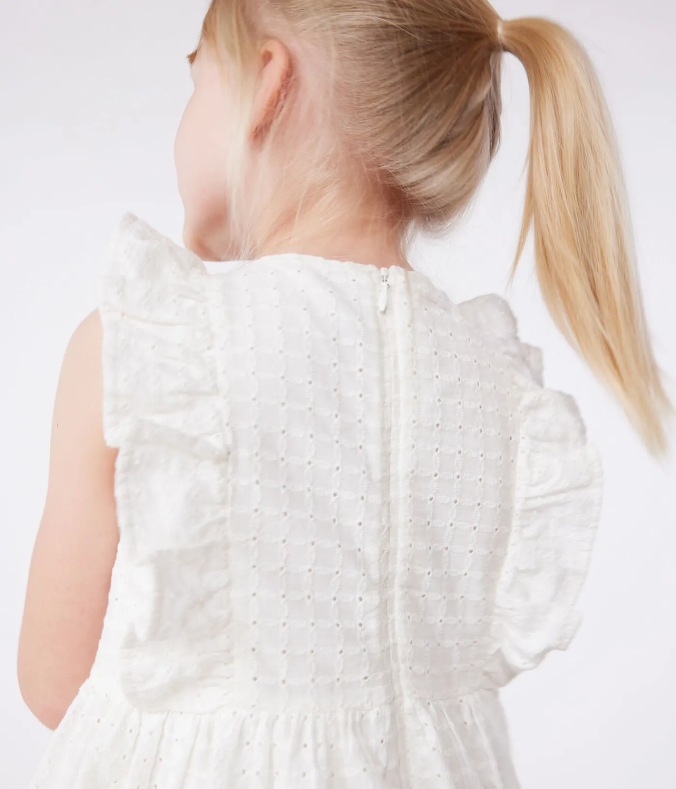 Petit Bateau Kleider, Röcke*Ärmelloses Kinder-Kleid aus Baumwolle weiss MARSHMALLOW