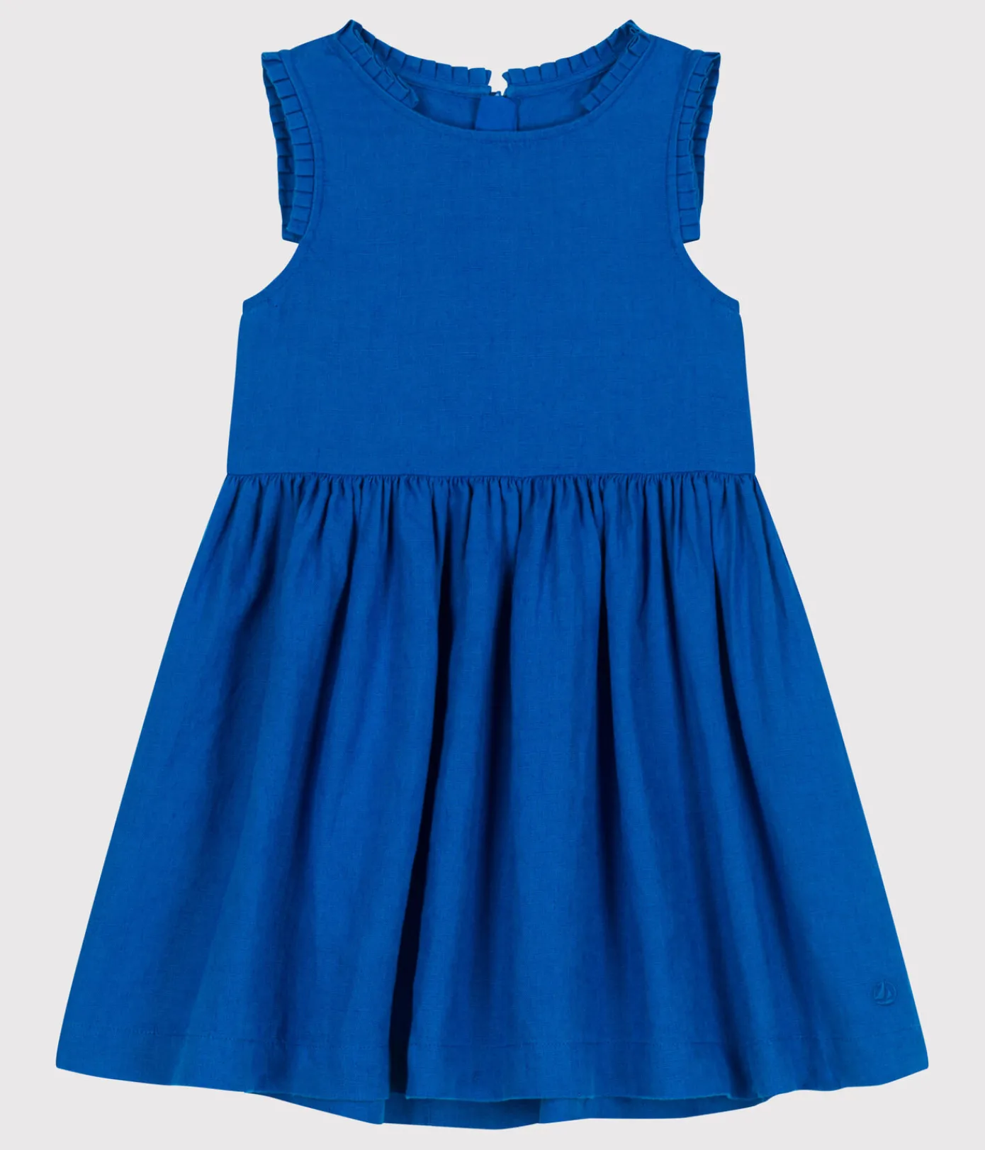 Petit Bateau Kleider, Röcke*Ärmelloses Kinder-Kleid aus einfarbigem Leinen blau PORCELANA
