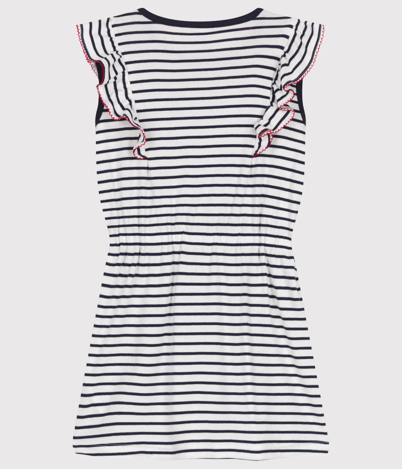 Petit Bateau Kleider, Röcke*Ärmelloses Kinder-Kleid aus Baumwolle mit Streifen weiss MARSHMALLOW/blau SMOKING