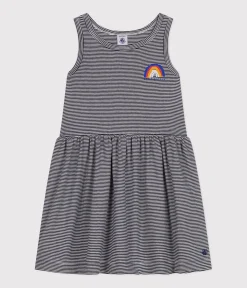 Petit Bateau Kleider, Röcke*Ärmelloses Kleid aus Baumwolle für Mädchen blau SMOKING/weiss MARSHMALLOW