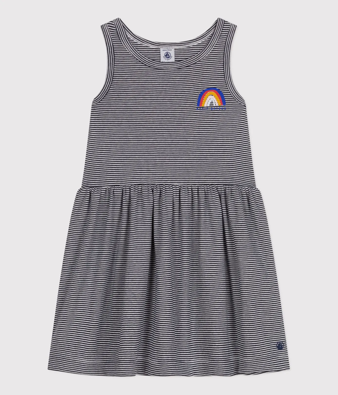 Petit Bateau Kleider, Röcke*Ärmelloses Kleid aus Baumwolle für Mädchen blau SMOKING/weiss MARSHMALLOW