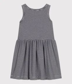 Petit Bateau Kleider, Röcke*Ärmelloses Kleid aus Baumwolle für Mädchen blau SMOKING/weiss MARSHMALLOW