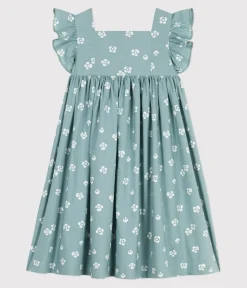 Petit Bateau Kleider, Röcke*Ärmelloses langes Kinder-Kleid aus Baumwolle mit Blumenmuster blau PAUL/weiss MARSHMALLOW