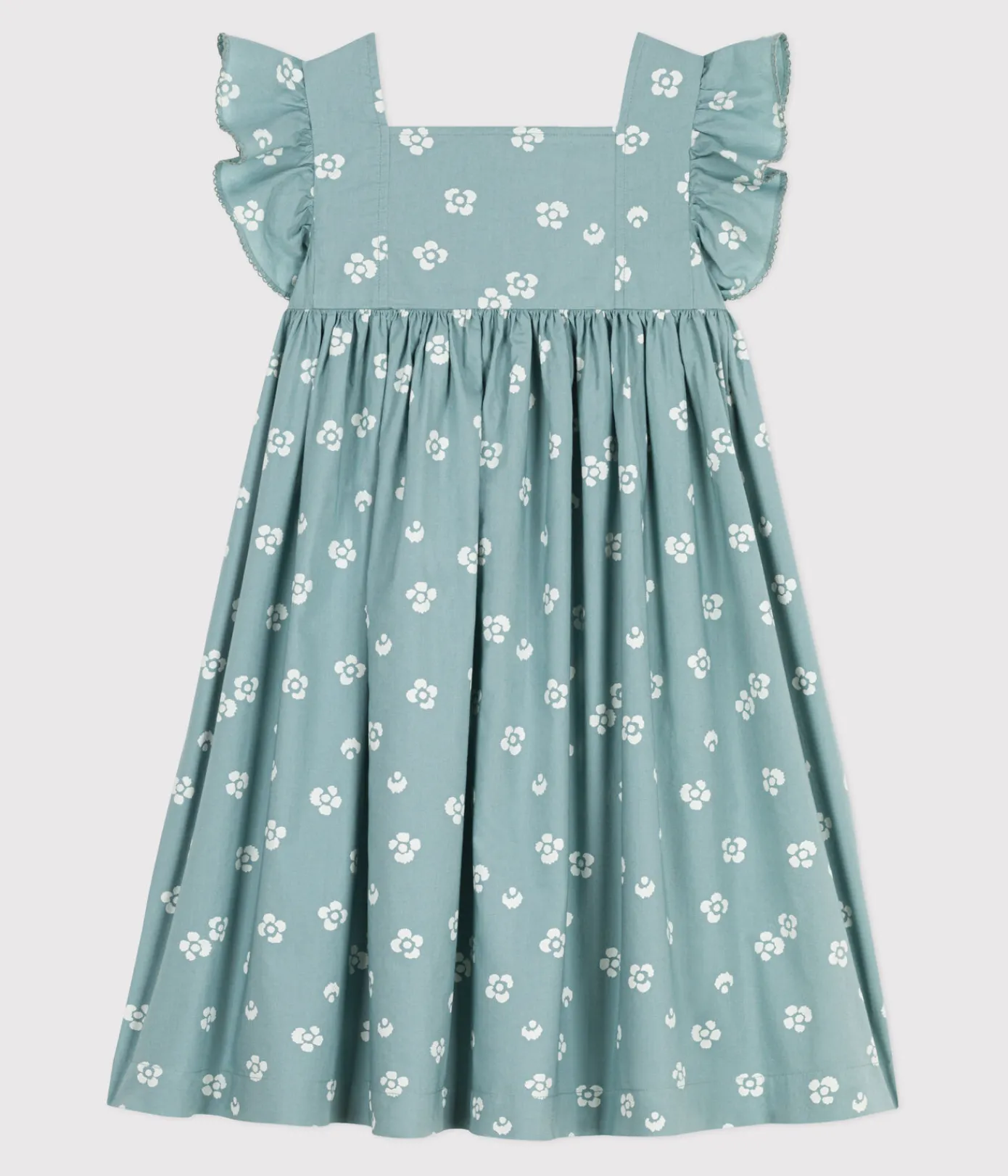 Petit Bateau Kleider, Röcke*Ärmelloses langes Kinder-Kleid aus Baumwolle mit Blumenmuster blau PAUL/weiss MARSHMALLOW