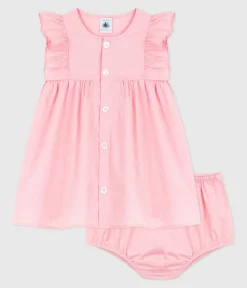 Petit Bateau Kleider*Schlichtes Babykleid und Pumphose aus Baumwolle rosa CHARME