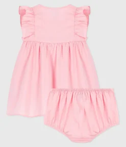 Petit Bateau Kleider*Schlichtes Babykleid und Pumphose aus Baumwolle rosa CHARME