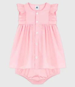 Petit Bateau Kleider*Schlichtes Babykleid und Pumphose aus Baumwolle rosa CHARME