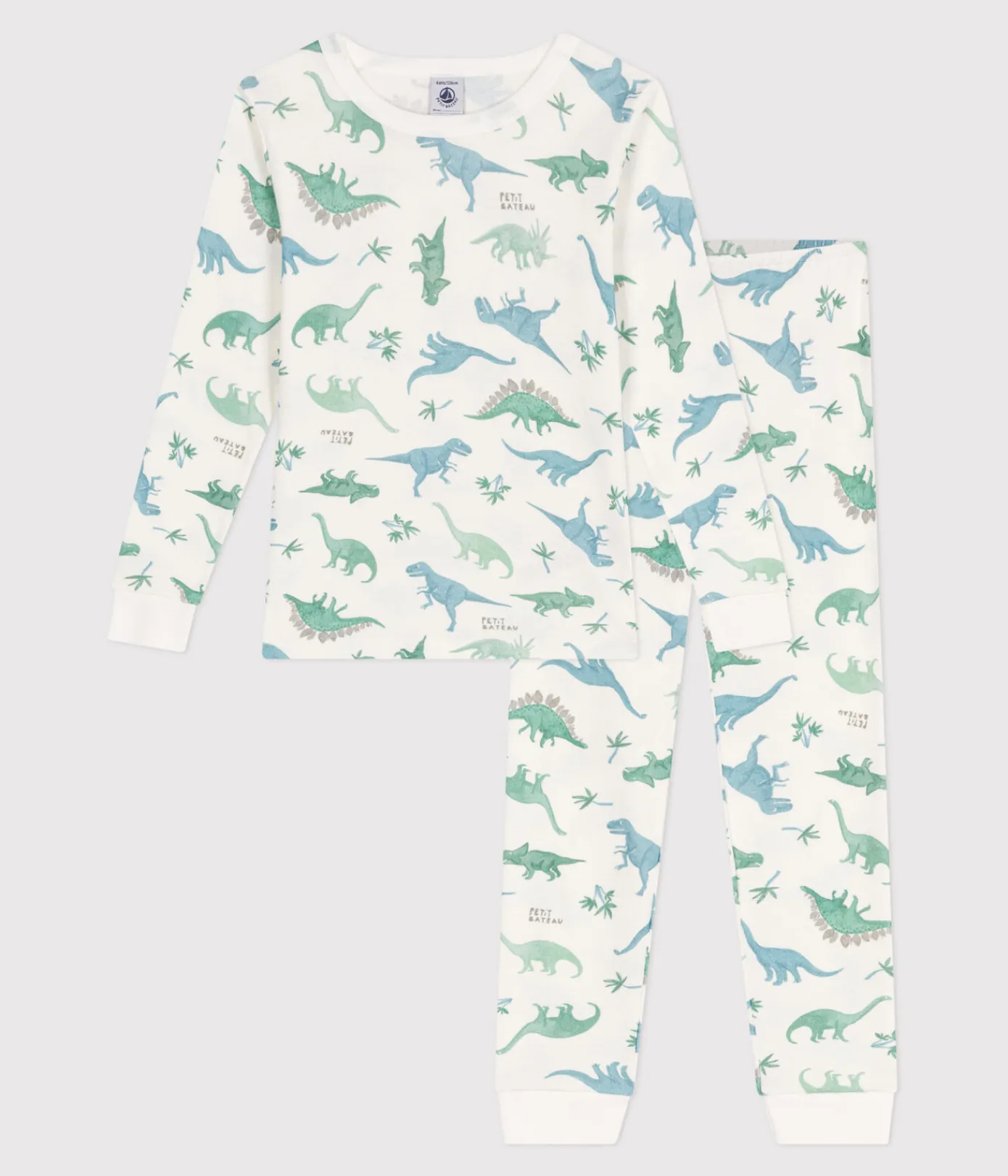 Petit Bateau Schlafanzüge, Pyjamas*Sehr taillierter Kinderpyjama aus bedruckter Baumwolle weiss MARSHMALLOW/weiss MULTICO