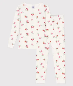 Petit Bateau Schlafanzüge, Nachthemden*Sehr taillierter Kinderpyjama aus bedruckter Baumwolle MARSHMALLOW/ PEONIA/ MULTICO